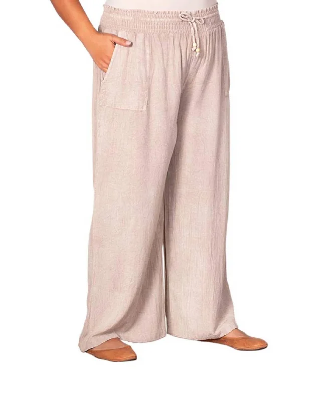 Huge Discounts Solid Drawstring Cotton Rayon Pants - Plus In Natural