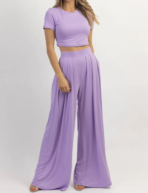 Fantastic Offers Butter Soft Palazzo Pant Top Set In Lilac