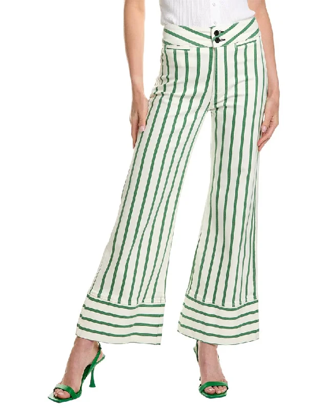 Shop Now ASKK NY Green Brighton Stripe Wide Leg Jean