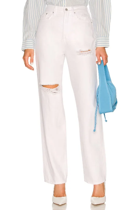 Weekend Savings Bonanza Cassie Super High Rise Straight Jean In Snowfall Distressed