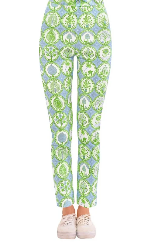 Act Fast Circle Of Love Pull On Pants In Periwinkle/kelly