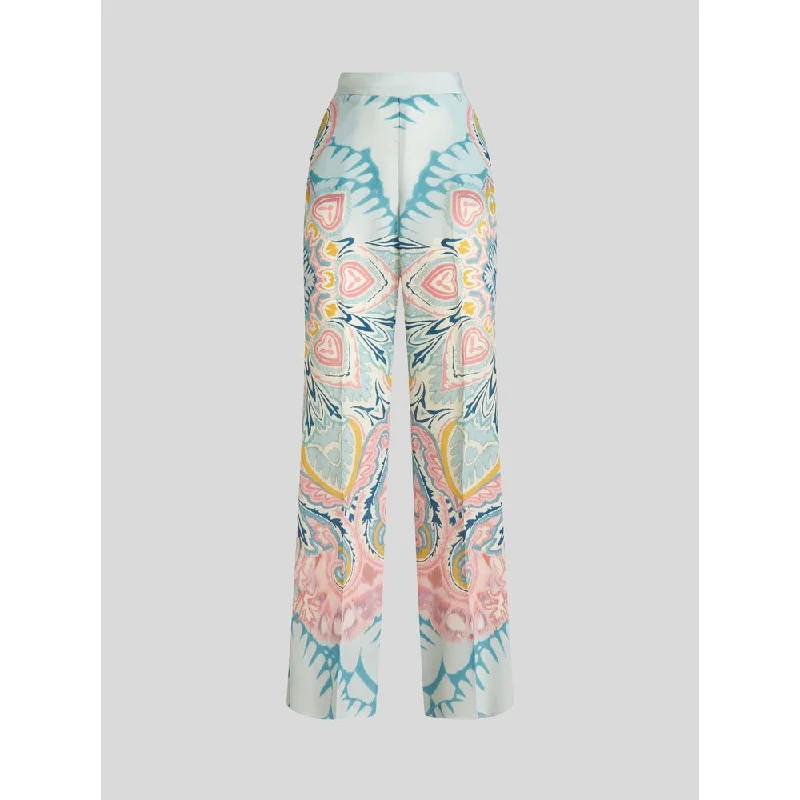 Weekend Discounts You Deserve Printed Silk Palazzo Trousers