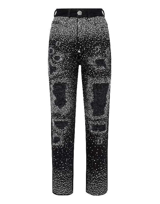 Today's Deal Denim Trousers Boyfriend Fit Crystal