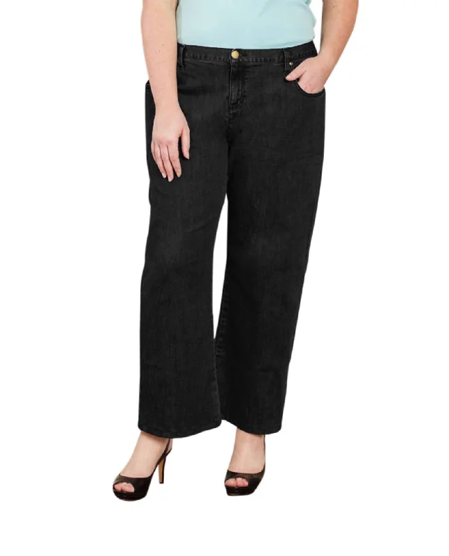 Big Discounts Plus Size Five Pocket Wide Leg Jeans In Black