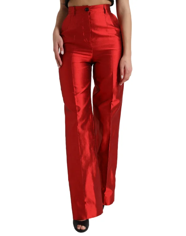 Don't Miss Out Dolce & Gabbana Elegant High Waist Wide Leg Silk Women's Pants