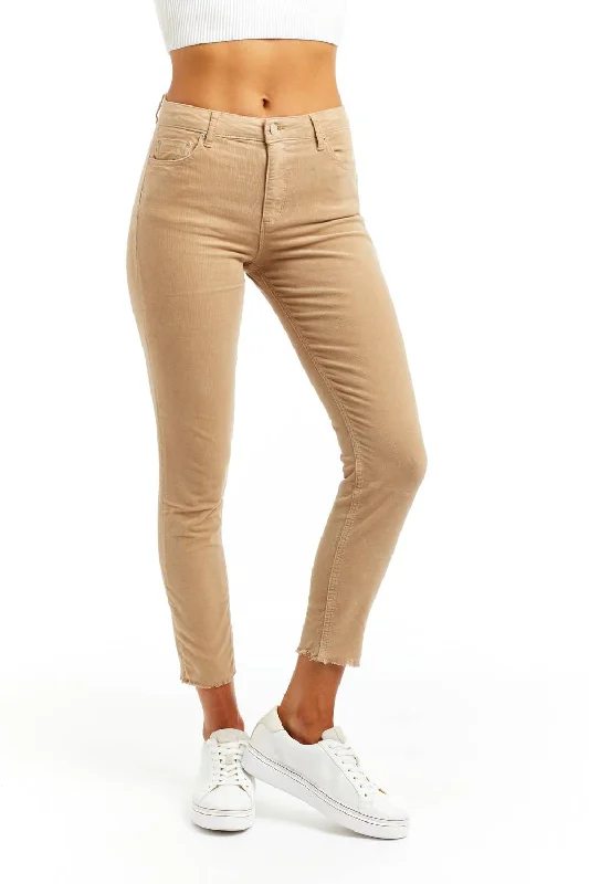 Can't Beat Mona High Rise Corduroy Skinny Jean In Camel