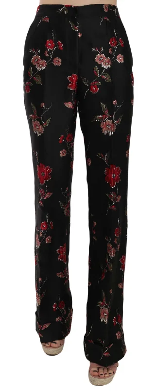 Weekend Discounts to Relish Dolce & Gabbana Elegant Floral Print Boot Cut Women's Trousers