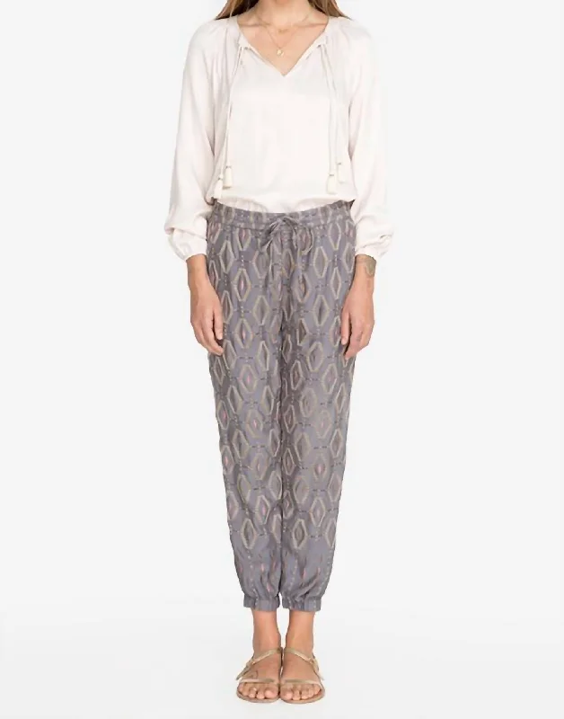 Overstock Diamond All Over Embroidered Pant In Dusty Mountain