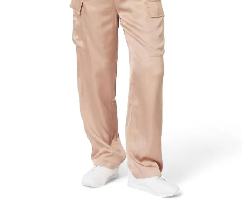 Now Available Cargo Sateen Trousers In Gold