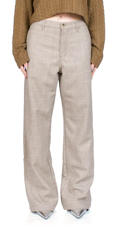 Weekend Savings Spectacular Wide Leg Herringbone Pants In Tan Herringbone