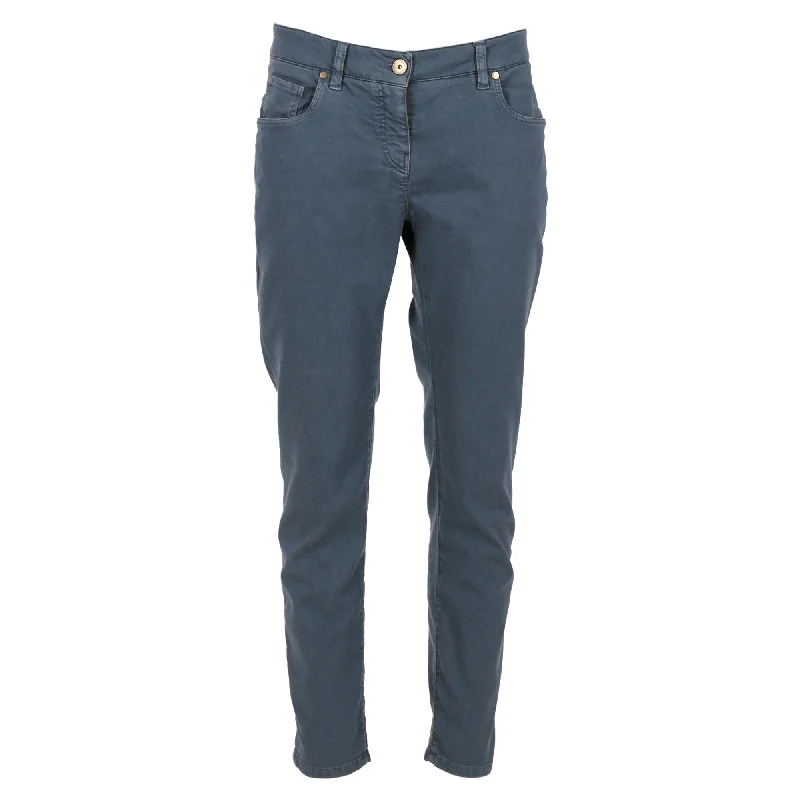 Value Pack Brunello Cucinelli Slim Fit Pants in Blue Cotton