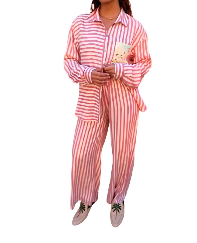Huge Discounts Elissa Wide Trouser In Pink Stripe