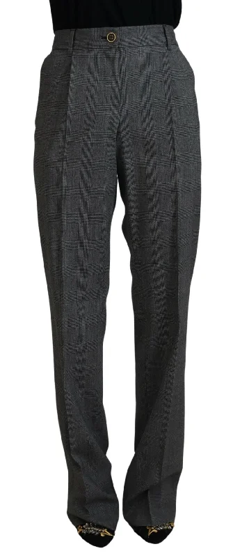 Deep Savings Dolce & Gabbana High-Waist Plaid Virgin Wool Women's Pants