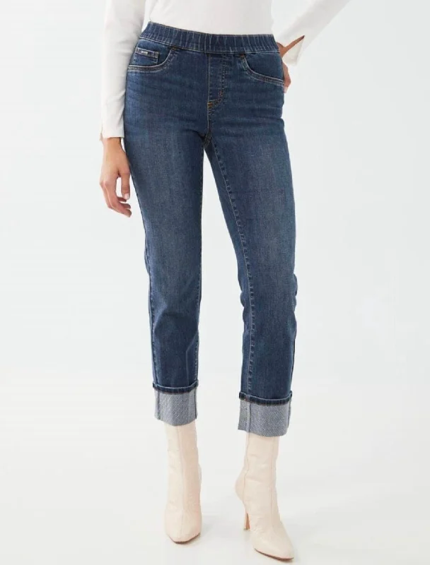 Savings Bonanza Pull On Straight Ankle Jeans In Vintage Denim