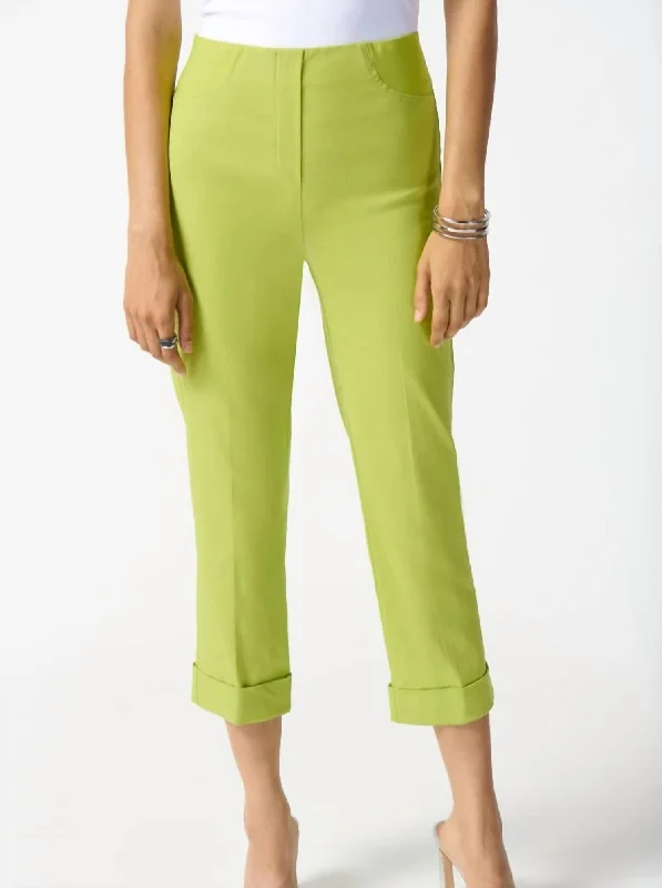 Massive Deal Crop Cuff Pant In Lime