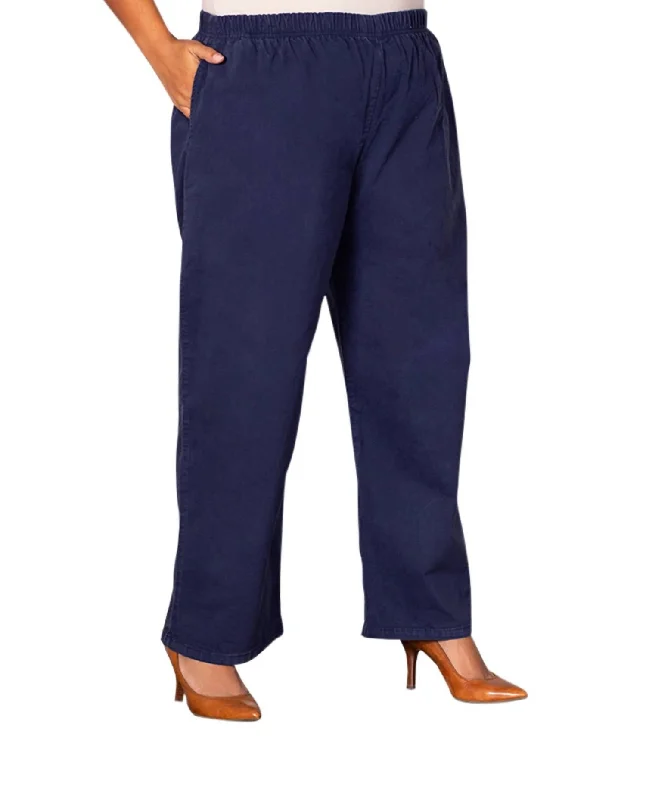 Low Prices Wide Leg Stretch Twill Pants - Plus In Navy