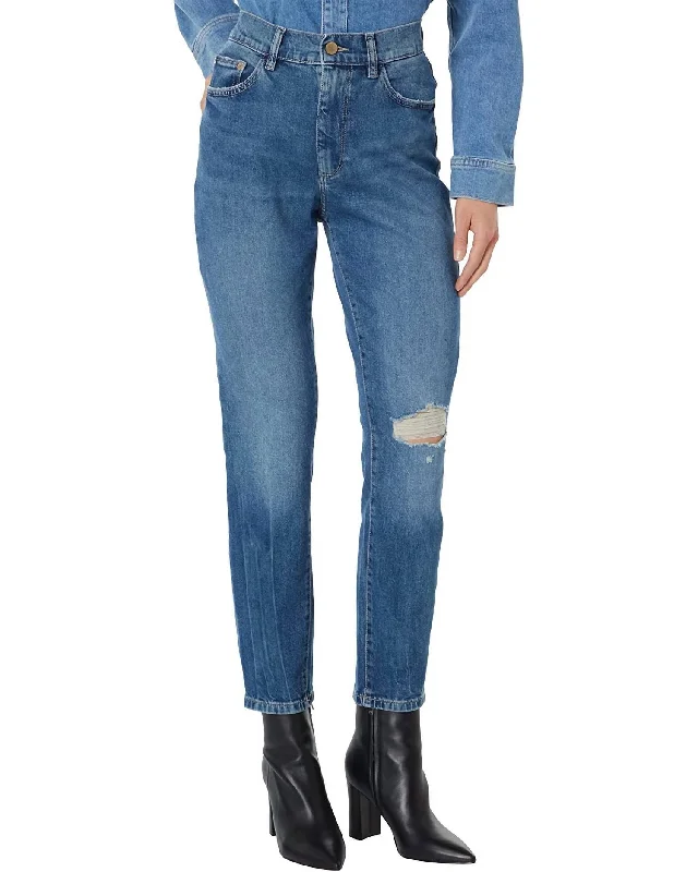 Midnight Sale Bella Slim High Rise Distressed Jeans In Sea Storm