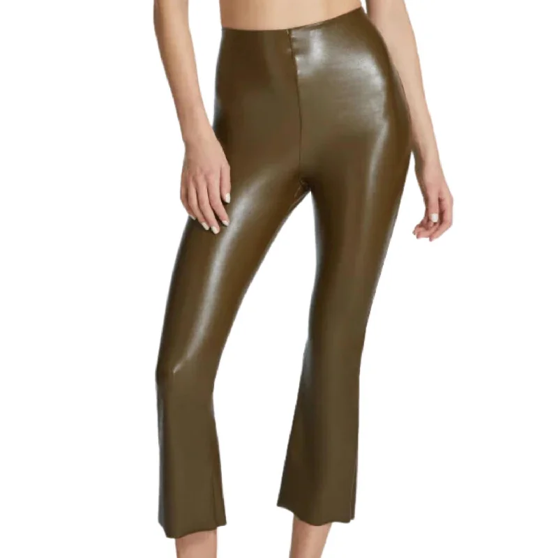 Year-End Clearance Faux Leather Cropped Flare Pants In Cadet