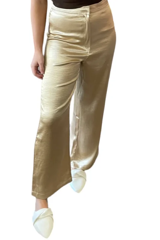 Closeout Satin Pants In Champagne
