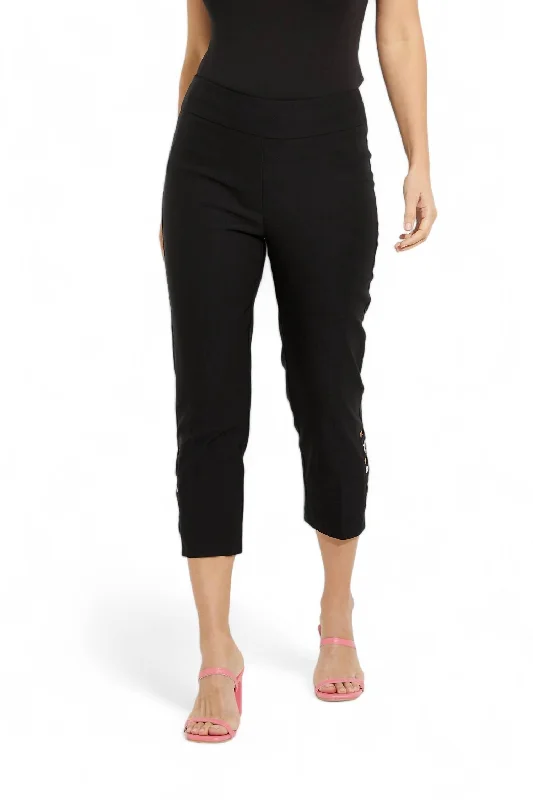 Sneak Peek Sale Capri Pants With Grommets In Black