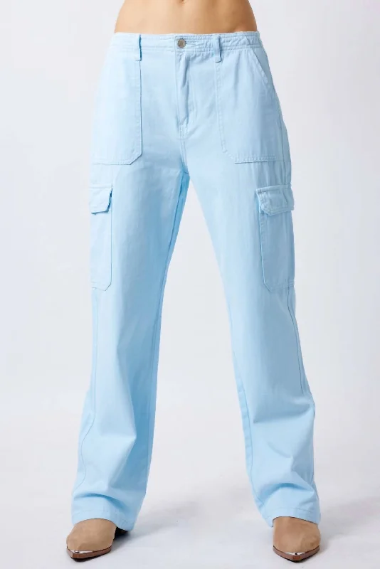 Value Deals Straight Cargo Pants In Light Blue