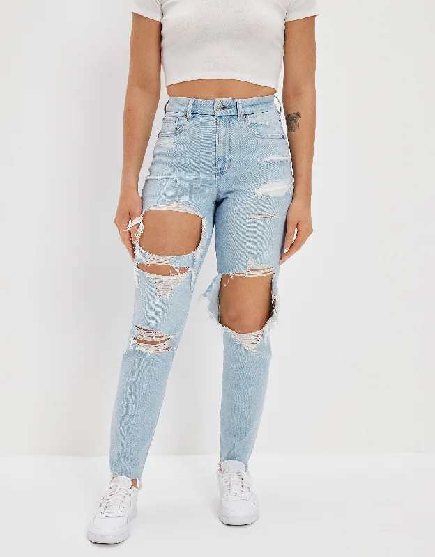 Special Discount AE Stretch Ripped Curvy Mom Jean