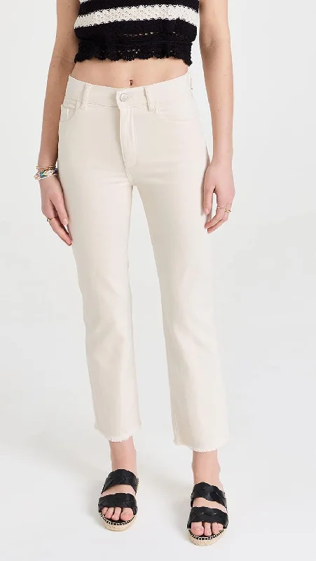 Big Savings DL1961 Women Patti Straight High Rise Ankle Jeans Ecru Off White Pants