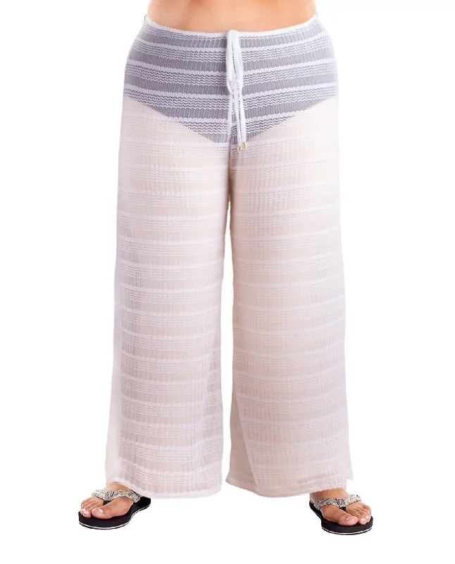 Bargain Prices Arrow Chevron Textured Tie Front Pants - Plus In White