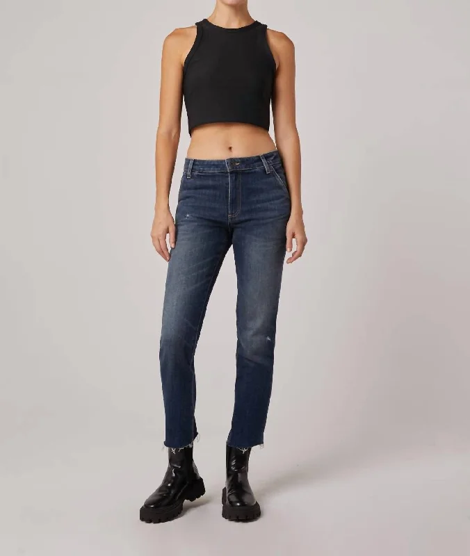 Early Bird Charlie High Rise Utility Straight Jeans In Dark Newbury Wash