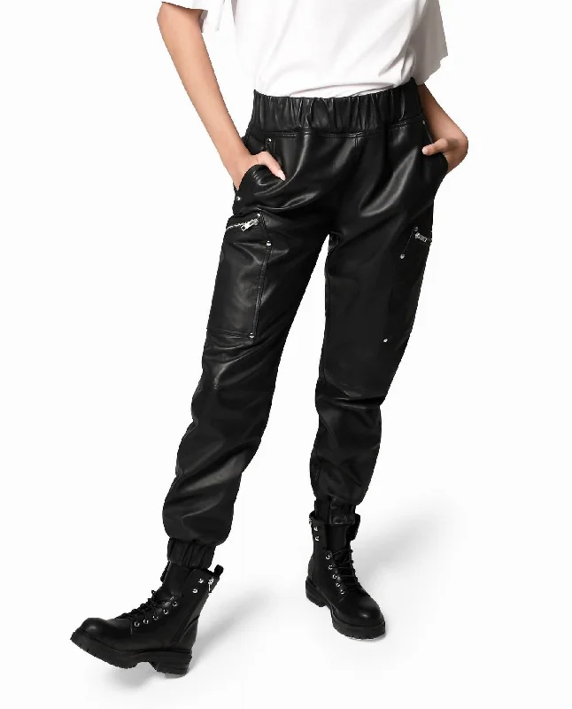 Time-Limited Offer Leather Space Jogger In Black