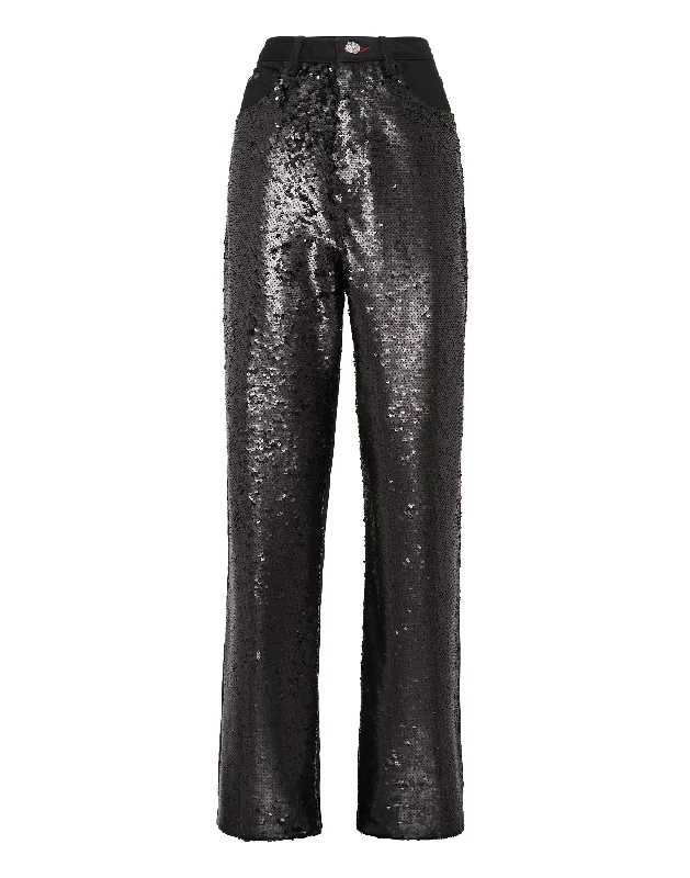 Reduced Price Denim Trousers Super Loose Fit Paillettes