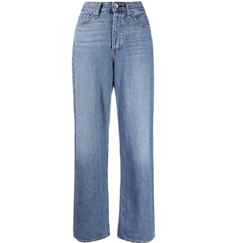 Can't Be Beat rag & bone Women's Logan Mid Tone Linen Jeans, Sky Blue