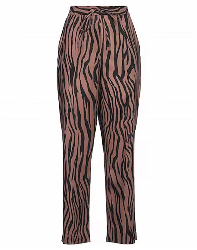 Flash Deal Women Zebra Print Pant In Chocolate.
