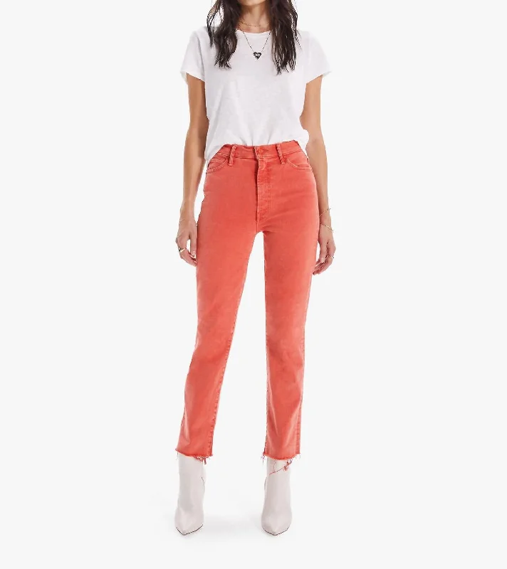 Instant Savings The Swooner Rascal Ankle Fray Jean In Flame Scarlett