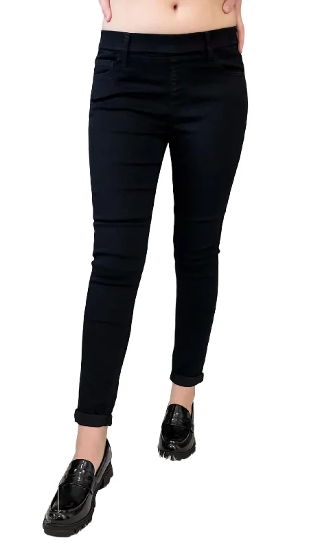 Hurry Up Skinny Pull On Jeans In Black