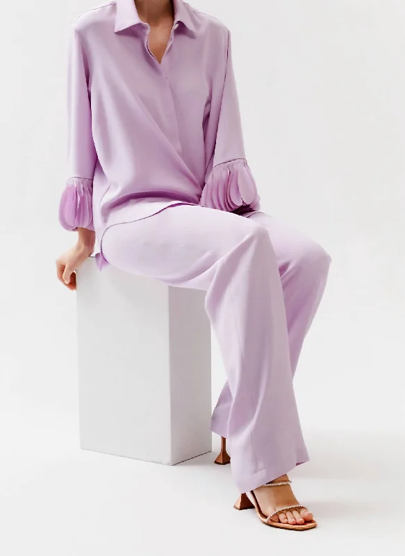 Top Pick Slim Leg Pull-On Pant In Lilac Silk Crepe