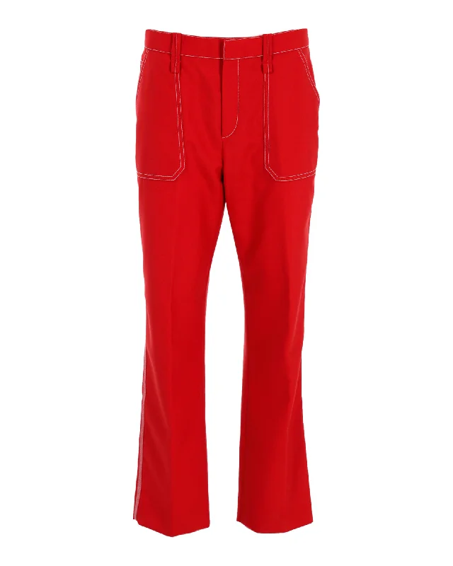 Top Pick Chloe Boot Cut Trousers in Red Polyester