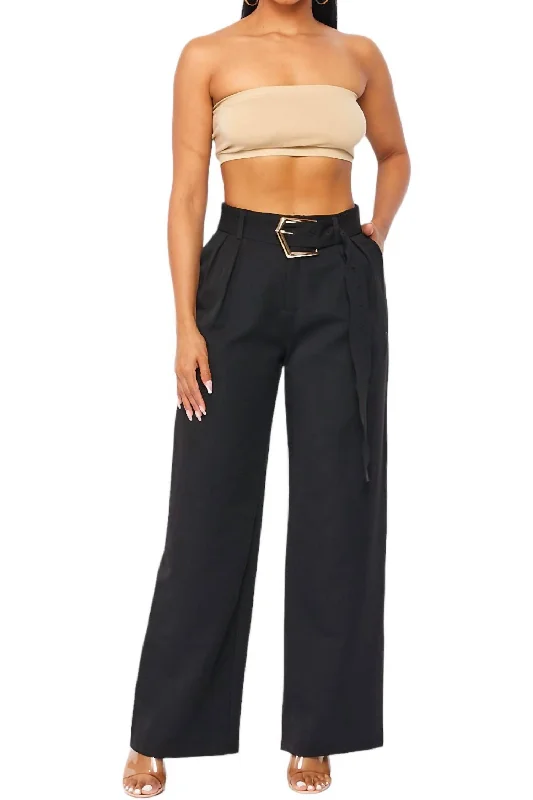 Price Rollback Gold Belted Black Trouser
