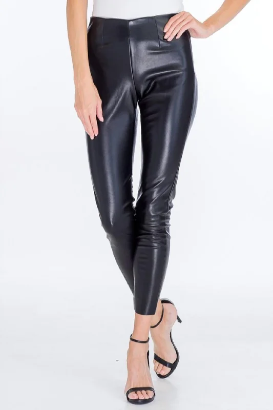 Act Now Faux Leather Leggings In Black