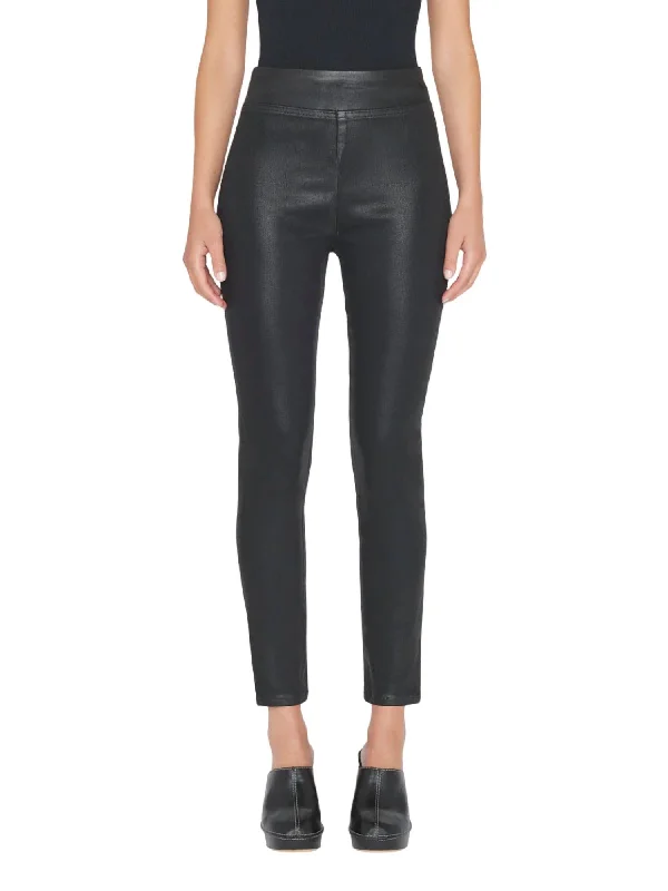 Referral Discount Women's Jet Set Skinny Crop Slit Pants In Noir Coated
