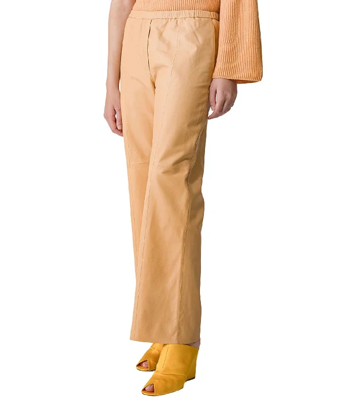 Special Buy Nappa Leather Flared Pants In Cream