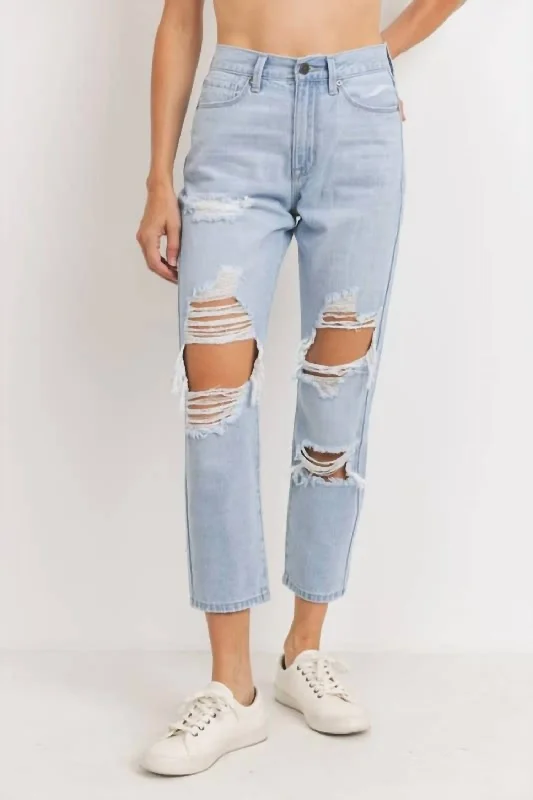 Weekend Offers That Shine High Rise Destroyed Girlfriend Jean In Light Wash