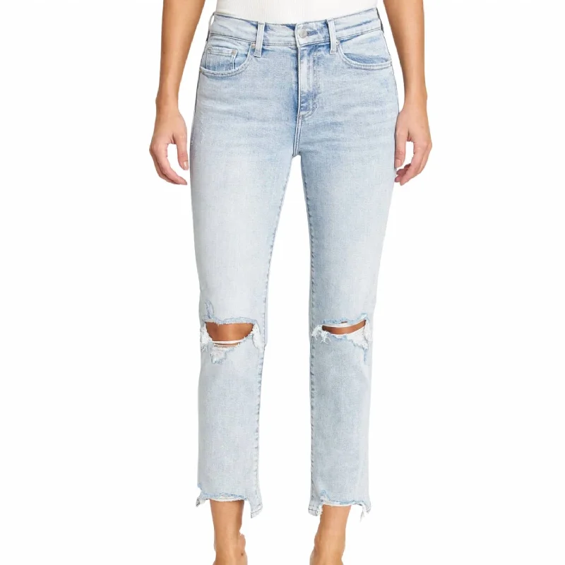 Celebrate the Weekend with Discounts Monroe High Rise Cigarette Jean In Dune Distressed
