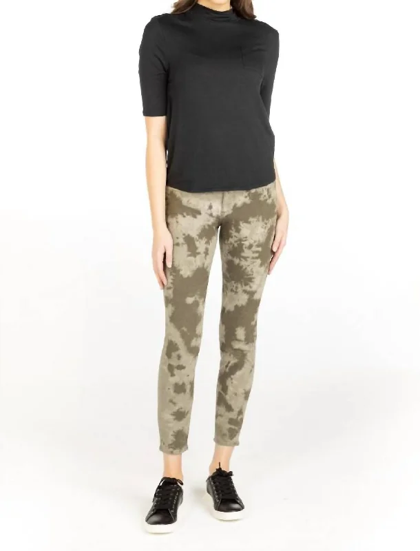 Price Blitz Printed Skinny Jeans In Olive Green