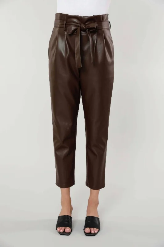 Discount Mania Uptown Paper Bag Pants In Brown