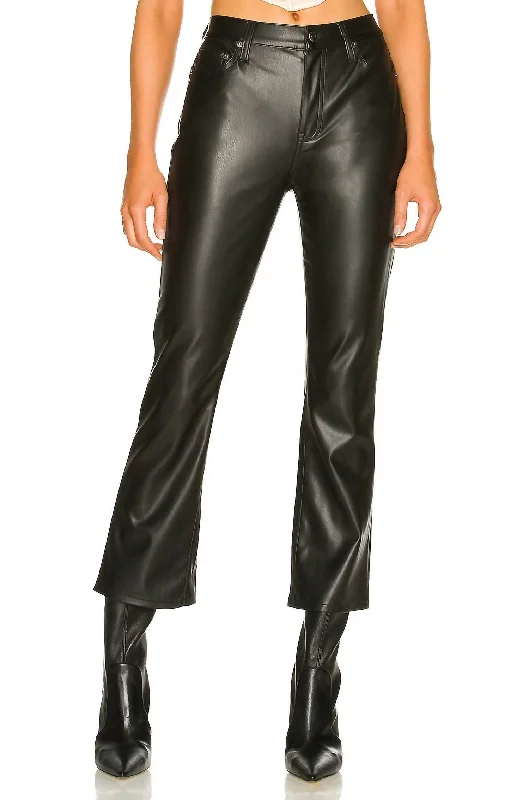 Deal of the Day Lennon Faux Leather Cropped Bootcut Pants In Slate Black
