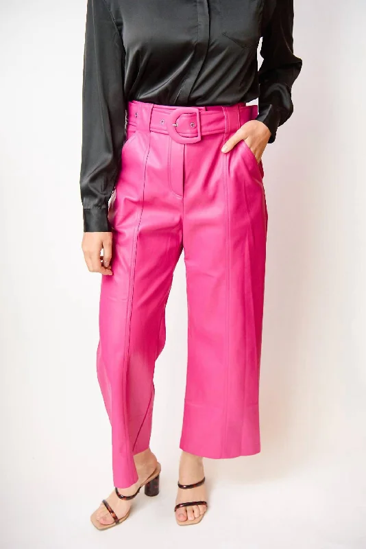 While Supplies Last Joy Faux Leather Pant In Hot Pink