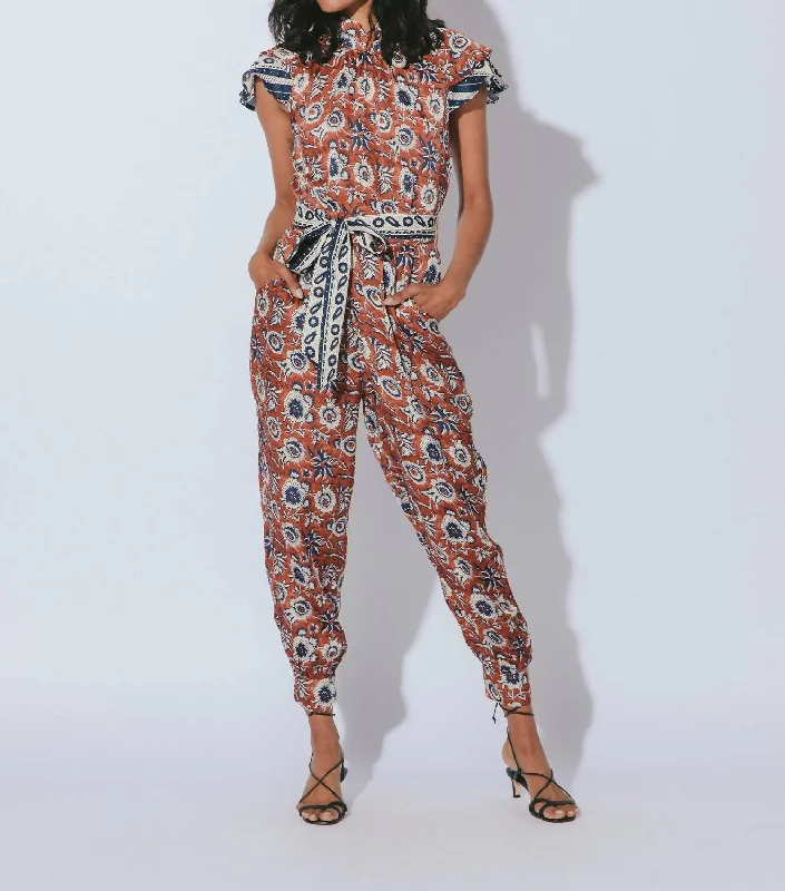 The Best Prices Perla Jumpsuit In Sienna Block Print