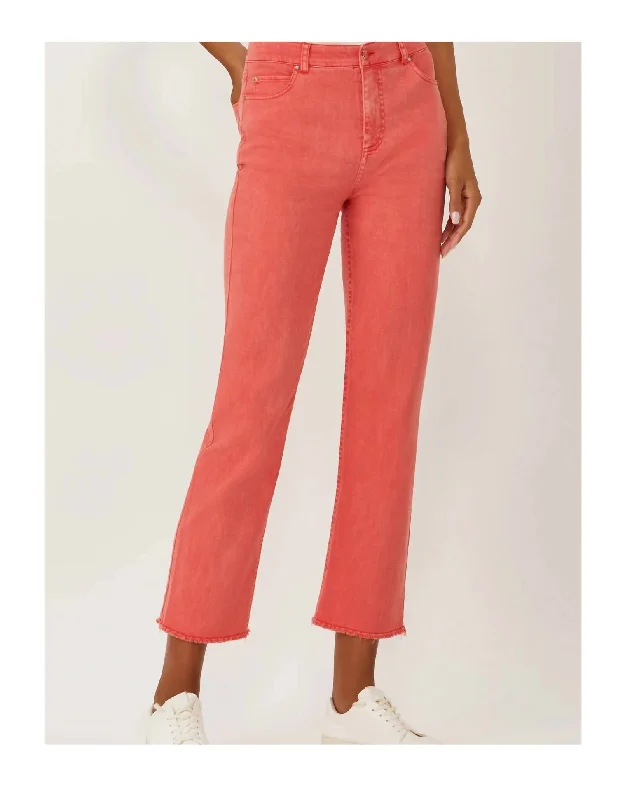 Unmissable Offer La Cienega Straight Leg Cropped Jean In Washed Scarlet