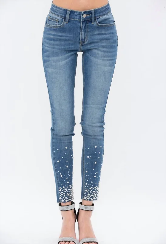 Weekend Bargains Await You Alana Pearl Embellished Jeans In Denim